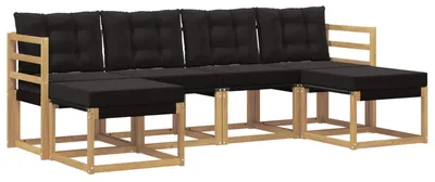 Produktbild von vidaXL Outdoor-Sofagarnitur mit Kissen 6 pcs Weiß und Schwarz