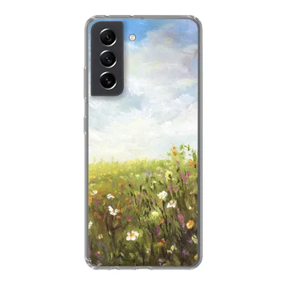 Produktbild von MuchoWow® Handyhülle Schutzhülle Hülle für Samsung Galaxy S21 FE Sommer - Blumen - Ölfarbe Silikon Softcase Handy Hülle - Mobiltelefonhülle