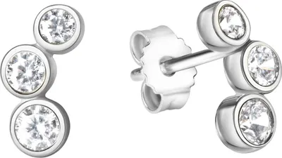 Zdjęcie produktu dla Kolczyki na sztyft 925/- srebro próby 925, 0,9 cm, białe cyrkonie, 371220459R