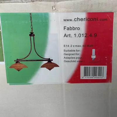 Image de Chericoni Suspension Fabbro rouille/beige 2 x 40W E14 sans ampoule à raccourcir