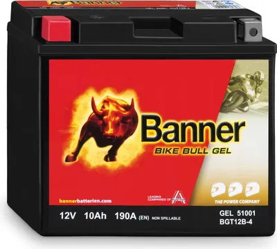 Image de Batterie de moto Banner Bike Bull GEL YT12B-BS BGT12B-4 12 V 10 Ah 51001