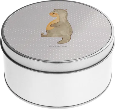 Produktbild von Mr. & Mrs. Panda Dose Otter Bauch - Grau Pastell - Geschenk, Seeotter See, Sportmuffel, Satt, Zufrieden, Keksdose, Vorratsdosen, Blechdose, voll Gefuttert, Kaffeedose