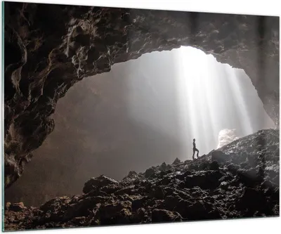 Produktbild von Bilder auf glas - Einteilig - Höhle Morgendämmerung Frau - 100x70cm - Glasbilder - Wandbilder - Bilder - Wanddekoration aus Glas - Glas Bilder - Wandbild auf Glas - GAA100x70-4468