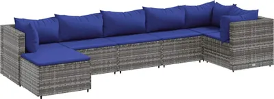 Produktbild von vidaXL 7-tlg. Garten-Lounge-Set mit Kissen Grau Poly Rattan