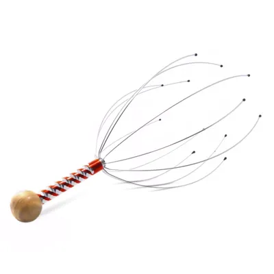 Produktbild von 4FIZJO Ayurvedisches Kopfmassagegerät, Holzgriff, 12 Noppen, Kopfhautmassage und Haarpflege