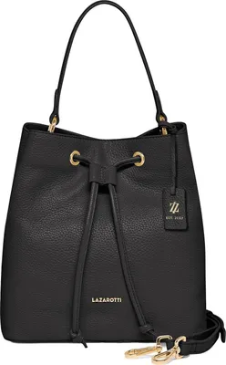 Produktbild von Lazarotti Leder Schultertasche Umhängetasche Bologna Leather Bucket Bag Black schwarz