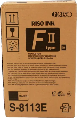 A cardboard box for RISO ink.