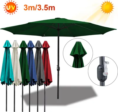 Produktbild von Wolketon 3m-3.5m Sonnenschirm Marktschirm mit Handkurbel UV40+ Outdoor-Schirm Terrassen Gartenschirm,Gruen,3.5m