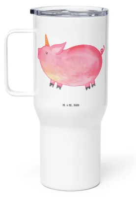 Produktbild von Mr. & Mrs. Panda thermosbecher Einhorn Schwein - Weiß - Geschenk, Thermobecher, Mehrwegbecher, Unicorn, Einhörner, Kaffee-Thermobecher, English, Teetasse, Isolierbecher