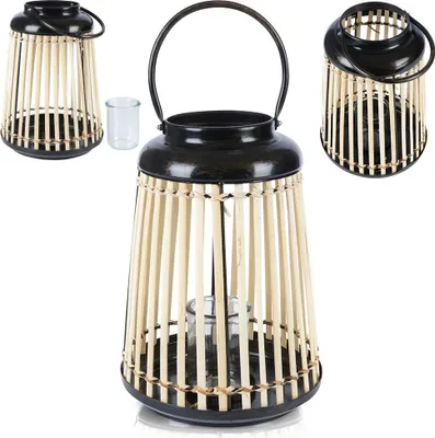 Obrázek produktu pro Lucerna zahradní lampa zahradní lampa svícen bambusový svícen 33 cm