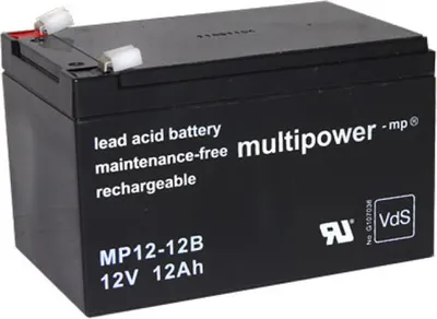 Produktbild von Multipower Bleiakku MP12-12B 12,0Volt 12,0Ah mit 6,3mm Steckanschlüssen