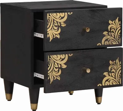 Produktbild von vidaXL Nachttisch Schwarz 40 x 33 x 46 cm Massivholz Mango