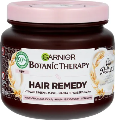 Image de Garnier Botanic Therapy Délice d'avoine Masque hypoallergénique pour cheveux et cuir chevelu sensibles, 340ml