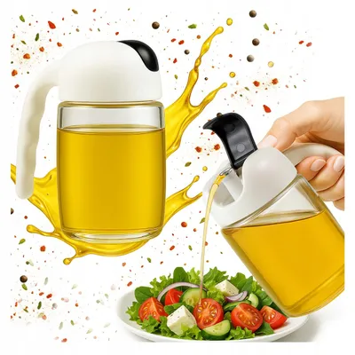 Imagen del producto de Dispensador de vidrio Bimberek de 300 ml con asa, ideal para aceite y vinagre
