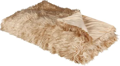 Produktbild von BELIANI Kuscheldecke Hellbraun Acryl 150 x 200 cm Felloptik Modern Schlafzimmer Wohnzimmer Accessoire Deko Überwurf Wohndecke Sofadecke Tagesdecke