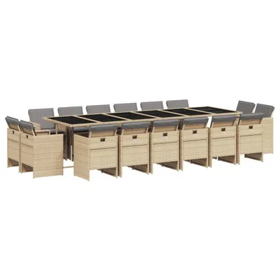 Produktbild von 17-tlg. Garten-Essgruppe mit Kissen Beigemischung Poly Rattan
