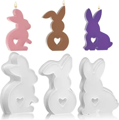 Produktbild von 3 Stück Silikonform Ostern, Hasenform Ostern, Silikonformen Gießformen, Diy Hasenform für Gips, Sojawachskerzen, Basteln