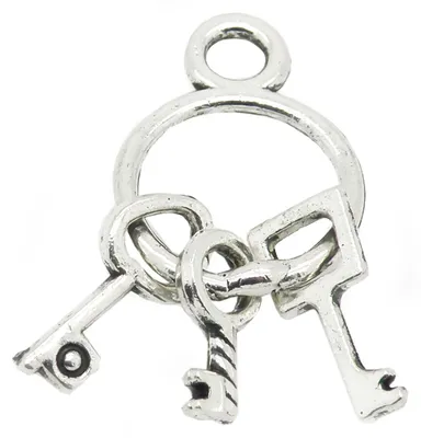 30 Charm Anhänger Schlüsselbund, 27 x 12 mm silbern