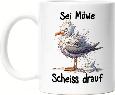 Produktbild von Sei eine Möwe Scheiss drauf Böse Möwe Tasse Weiß - Möwenschiss Spaß