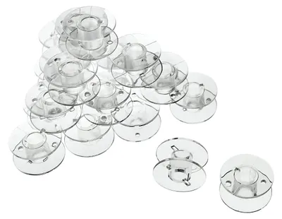 25 transparente Nähmaschinenspulen aus Kunststoff