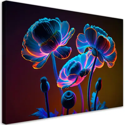Produktbild von Leinwandbild Neonblumen Natur 60x40 Feeby Bunt bild für die wand bereit zum aufhängen
