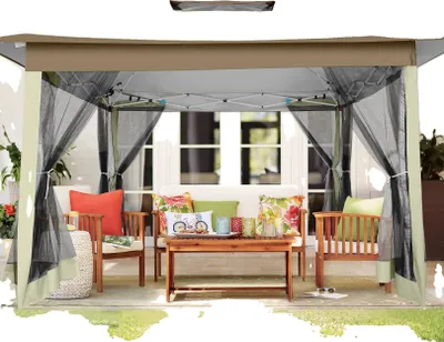 Image de Pavillon, protection UV 99% (UPF 50+), résistant aux intempéries, kaki, 3x3m