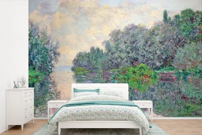 Produktbild von MuchoWow® Fototapete für Wohnzimmer oder Schlafzimmer Wandtapete Vinyl Motivtapete Morgen an der Seine bei Giverny - Gemälde von Claude Monet - 600x400 cm - Vinyltapeten