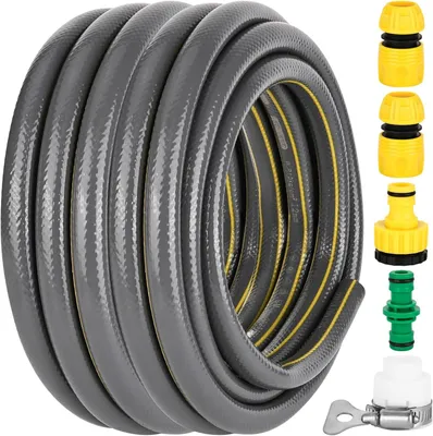 Imagen del producto de Manguera de jardín flexible, resistente a los rayos UV, de 10 metros, con protección contra dobleces, ideal para jardín y uso en exteriores