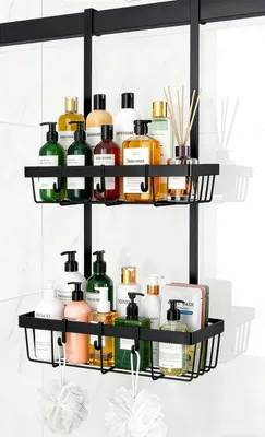 Obrázok produktu pre Držiak na sprchový kôš, čierny, sprchový kôš bez vŕtania