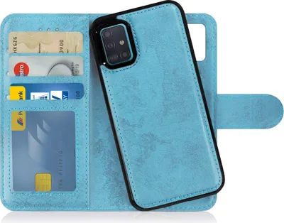 Produktbild von Flip Case für Samsung Galaxy A51 4G abnehmbare Magnet Hülle aus Kunstleder in Hellblau