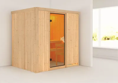 Produktbild von Karibu Sauna Fanja (Fronteinstieg), Ganzglastür, bronziert, ohne Zubehör
