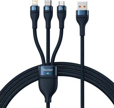 Obrázek produktu pro Baseus SUP0003353 Kabel USB 1,2 m USB 3.2 Gen 1 (3.1 Gen 1) USB A USB C/Micro USB-A/Lightning Blue