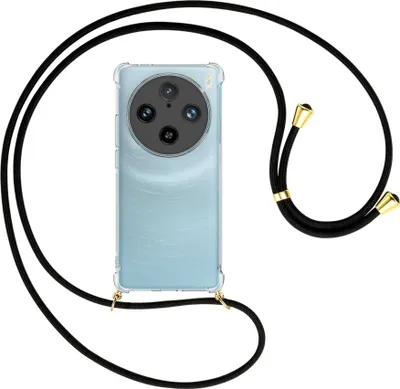 Produktbild von Handykette Backcover-Schutzhülle mit Band (Metall goldfarben) für vivo X100 Pro (V2324A) - schwarz
