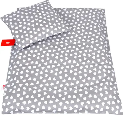 Produktbild von BABYLUX 2 tlg. Set Bezug für Kinderwagen Bettwäsche  60x78cm 95. Herzen Grau