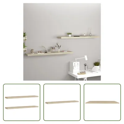 Produktbild von The Living Store Schwebende Wandregale 2 Stk. Eichefarben 120x23,5x3,8 cm MDF