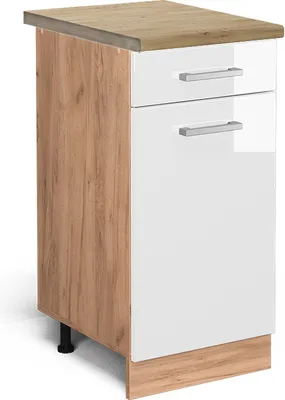 Produktbild von Küchenunterschrank Vicco R-Line Weiß Hochglanz 40 cm , AP Eiche, Model 46373