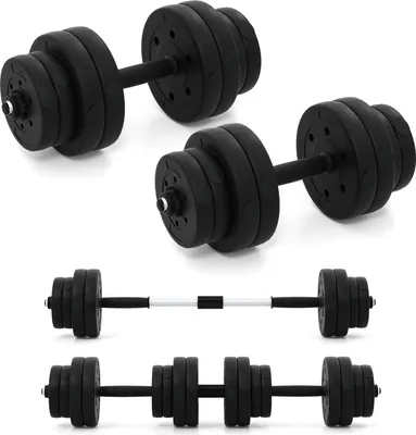 Produktbild von COSTWAY 2 in 1 Hanteln Set 30 kg, 2 er Set Kurzhantel & Langhantel verstellbar, Hantelset Dumbbell Set mit Verbindungsrohr