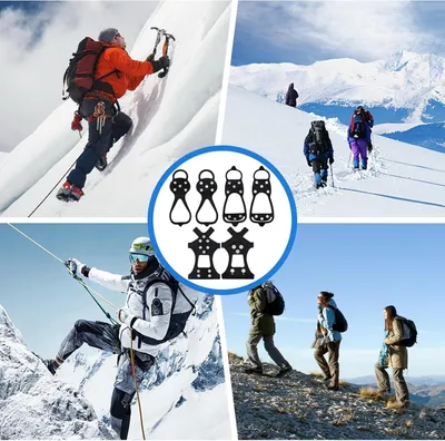 Produktbild von 3 Paar Spikes für Schuhe - Winter - Damen und Herren - Antislip - Schuhspikes - Schnee und Eis - Traktionsstollen für Wanderschuhe - Gummispikes - Schuhe mit Manganstahl-Zahnspikes - für optimale Griffigkeit