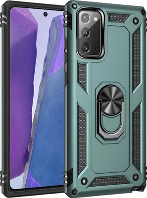 Image de Étui de protection pour Samsung Note 20, étui de protection robuste à deux couches, testé militairement, avec support d'anneau, pour Samsung Galaxy Note 20 vert
