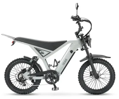 Zdjęcie produktu dla OUXI Skinnybike - Rower elektryczny z zapięciem łańcuchowym - 20 cali - Silnik 250W - Zasięg 65 km - 7 biegów - Hydrauliczne hamulce tarczowe - Pełna amortyzacja - Biały