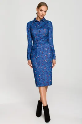 Produktbild von Made of Emotion Gemustertes Damenkleid Lu M706 Blau XL