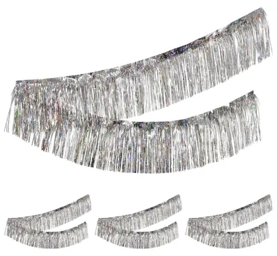 4er-Pack Silber-Fransengirlanden 20×200 cm, Folie, Partydeko