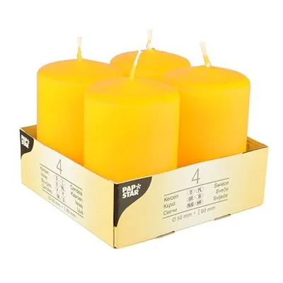 Produktbild von Papstar Stumpenkerzen Ø 50 mm 80 mm gelb, 6 x 4 Stück