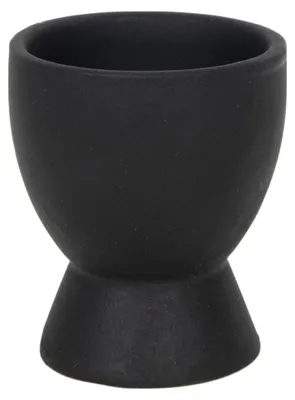 Image de Coquetier - H 8 cm - noir mat - faïence