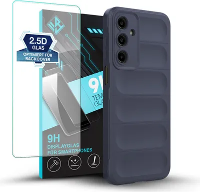 Produktbild von Handy Hülle für Samsung Galaxy A16 / A16 5G mit 9H Displayglas Displayschutz Plus Grip Case Cover Schutzhülle Softgrip Farbe: Dunkelblau