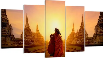 Produktbild von Bild auf Leinwand - Leinwandbild - Tempel Mönch - 160x85cm - Wand Bild - Wanddeko - Wandbilder - Leinwanddruck - Bilder - Kunstdruck - Wanddekoration - Leinwand bilder - Wandkunst - EA160x85-3472