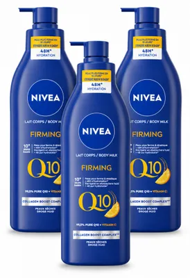Obrázok produktu pre 3 x NIVEA Q10 pleťové mlieko na telo s vitamínom C pre suchú pokožku, 400 ml - výhodný balík - 3 kusy