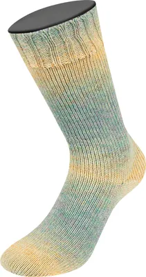 Produktbild von Lana Grossa MEILENWEIT 100 g Merino Extrafine SHADES 4-fach Merino-Sockenwolle 420 m Farbe 7222 - Gelb/Apricot/Türkis/Graulila