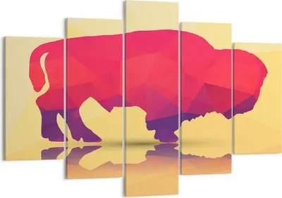 Produktbild von Bild auf Leinwand - Leinwandbild - Bison Illustration Bunt Grafik - 150x100cm - Wand Bild - Wanddeko - Leinwanddruck - Bilder - Kunstdruck - Leinwand bilder - Wandkunst - EA150x100-2812