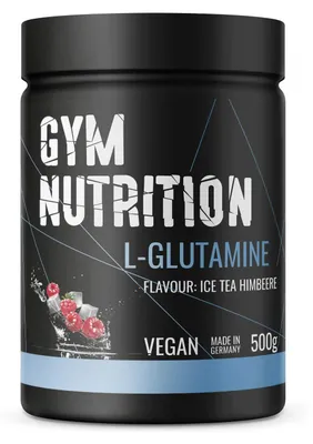 Produktbild von Gym Nutrition L-Glutamin Pulver 500g Eistee Himbeere vegan